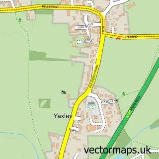 Street map sample of Yaxley, Suffolk