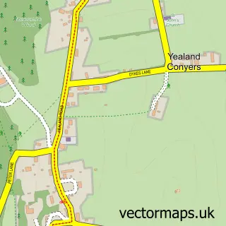 Street map sample of Yealand Conyers, Lancashire