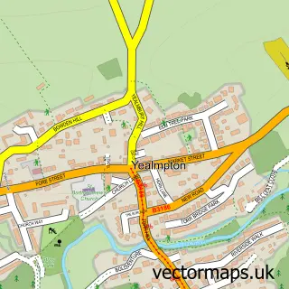 Street map sample of Yealmpton, Devon