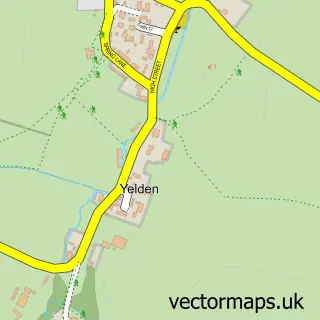 Street map sample of Yelden, Bedfordshire