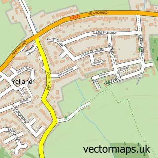 Street map sample of Yelland, Devon