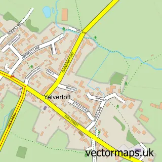 Street map sample of Yelvertoft, Northamptonshire