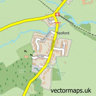 Street map sample of Yeoford, Devon