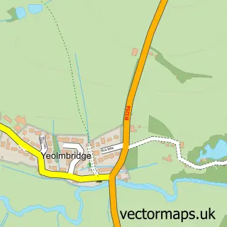 Street map sample of Yeolmbridge, Cornwall