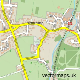 Street map sample of Yetminster, Dorset