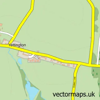 Street map sample of Yettington, Devon