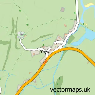 Street map sample of Ynys, Gwynedd