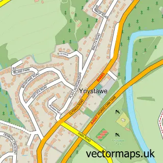 Street map sample of Ynystawe, West Glamorgan