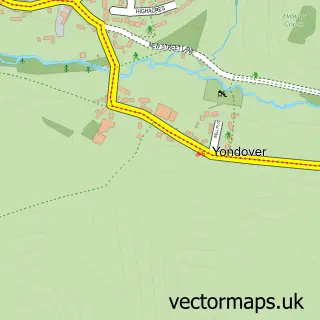 Street map sample of Yondover, Dorset