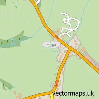 Street map sample of Ystrad Aeron, Dyfed