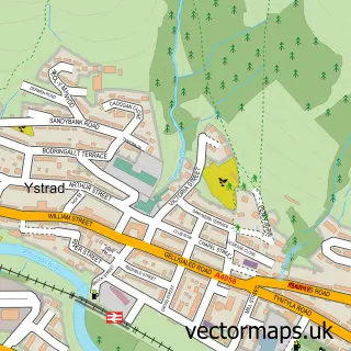 Street map sample of Ystrad, Mid Glamorgan