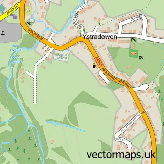 Street map sample of Ystradowen, West Glamorgan